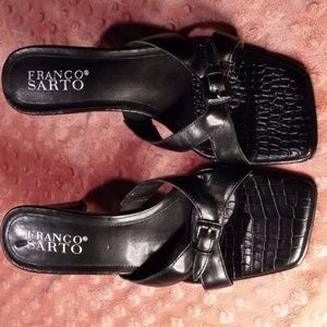 Franco Sarto 9M Black Buckle High Heels